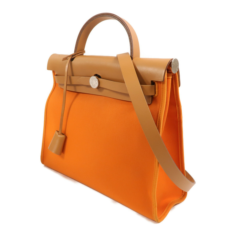 HERMES 帆布Herbag PM手挽肩背兩用袋Orange-2