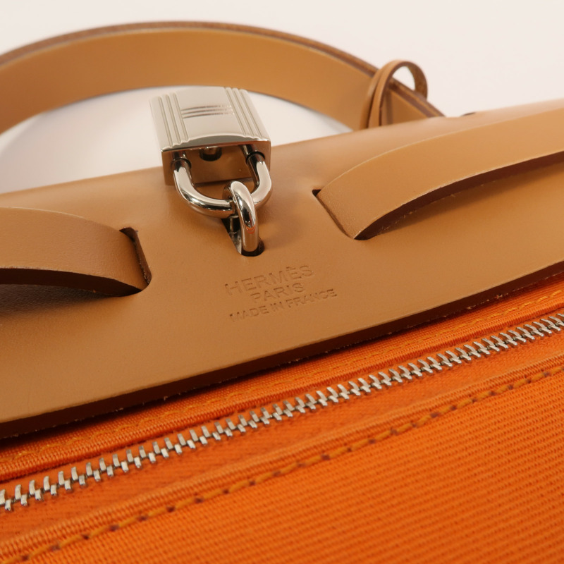 HERMES 帆布Herbag PM手挽肩背兩用袋Orange-5