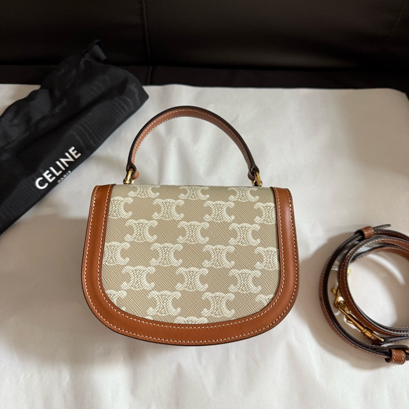 99新賽琳/Celine 老花白色凱旋門大logo手提單肩斜挎包 有塵袋 尺寸：15.5 x 11.5 x 5cm-1