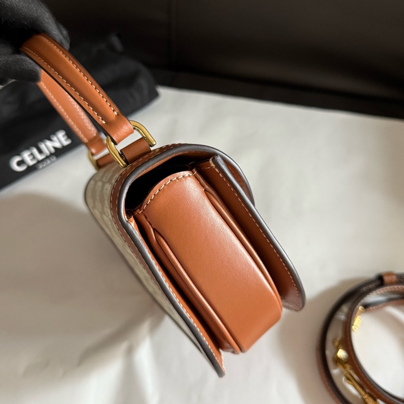 99新賽琳/Celine 老花白色凱旋門大logo手提單肩斜挎包 有塵袋 尺寸：15.5 x 11.5 x 5cm-3