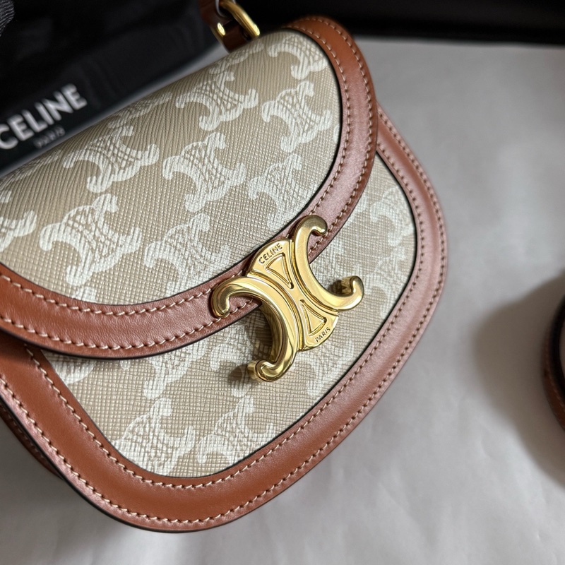 99新賽琳/Celine 老花白色凱旋門大logo手提單肩斜挎包 有塵袋 尺寸：15.5 x 11.5 x 5cm-5