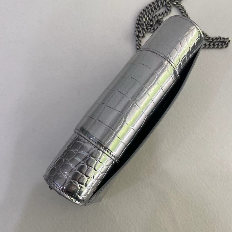 Balenciaga 巴黎世家銀色壓紋鏈條女士迷你沙漏斜挎包-1