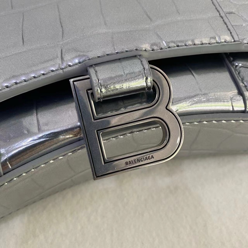 Balenciaga 巴黎世家銀色壓紋鏈條女士迷你沙漏斜挎包-8