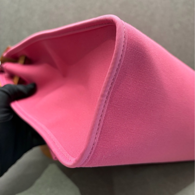 Hermes愛馬仕 herbag31 粉色帆布 手提單肩斜挎包 框Q刻-1