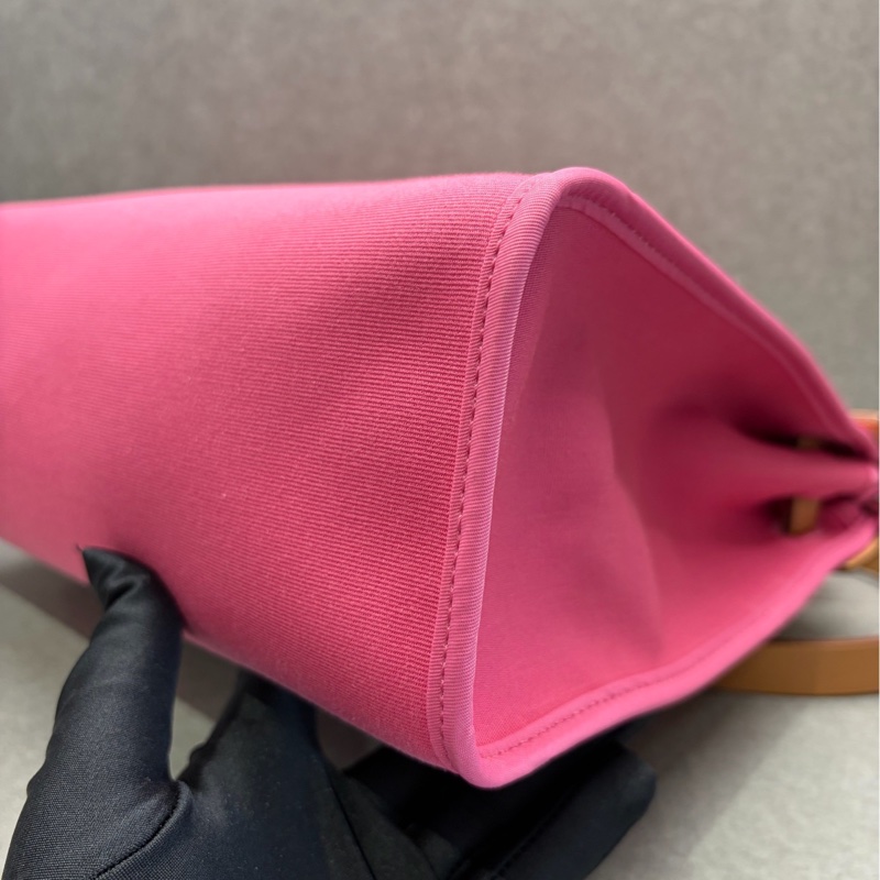 Hermes愛馬仕 herbag31 粉色帆布 手提單肩斜挎包 框Q刻-5