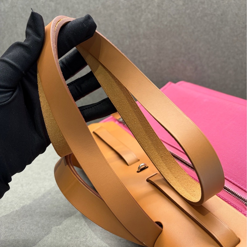 Hermes愛馬仕 herbag31 粉色帆布 手提單肩斜挎包 框Q刻-6