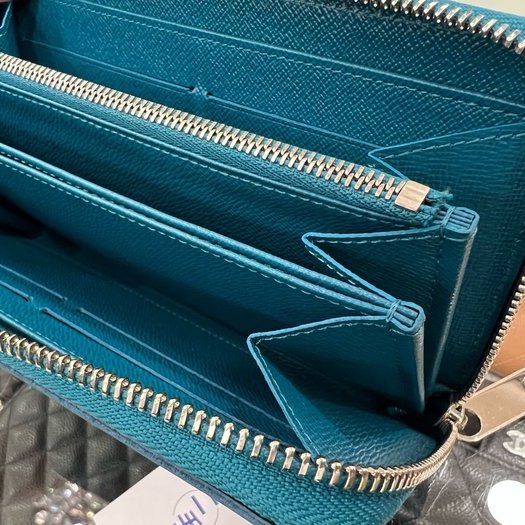 東區正精品㊣LOUIS VUITTON LV EPI M60311 藍綠色水波紋全皮銀釦ㄇ字拉鍊長夾 RZ3675-4