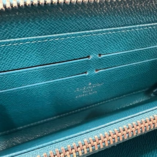 東區正精品㊣LOUIS VUITTON LV EPI M60311 藍綠色水波紋全皮銀釦ㄇ字拉鍊長夾 RZ3675-5