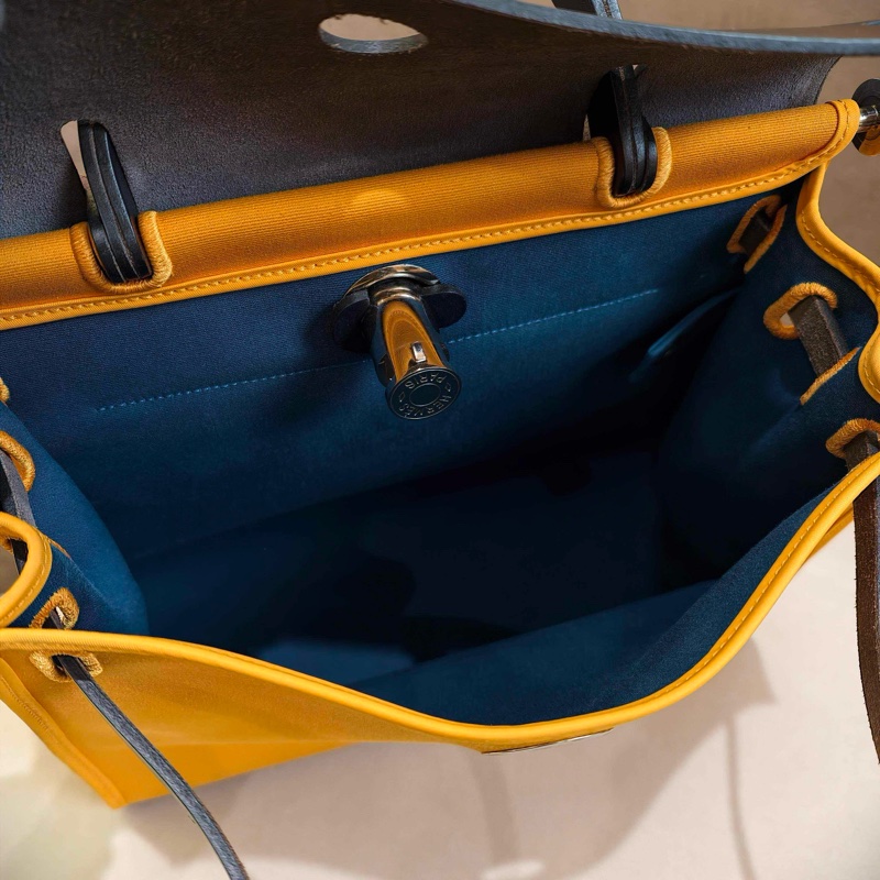 愛馬仕/Hermes  Herbag 31 姜黃色拼藏青色-7