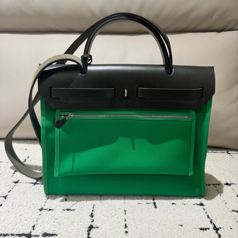 Hermes 愛馬仕herbag31 竹子綠拼黑 D刻-2