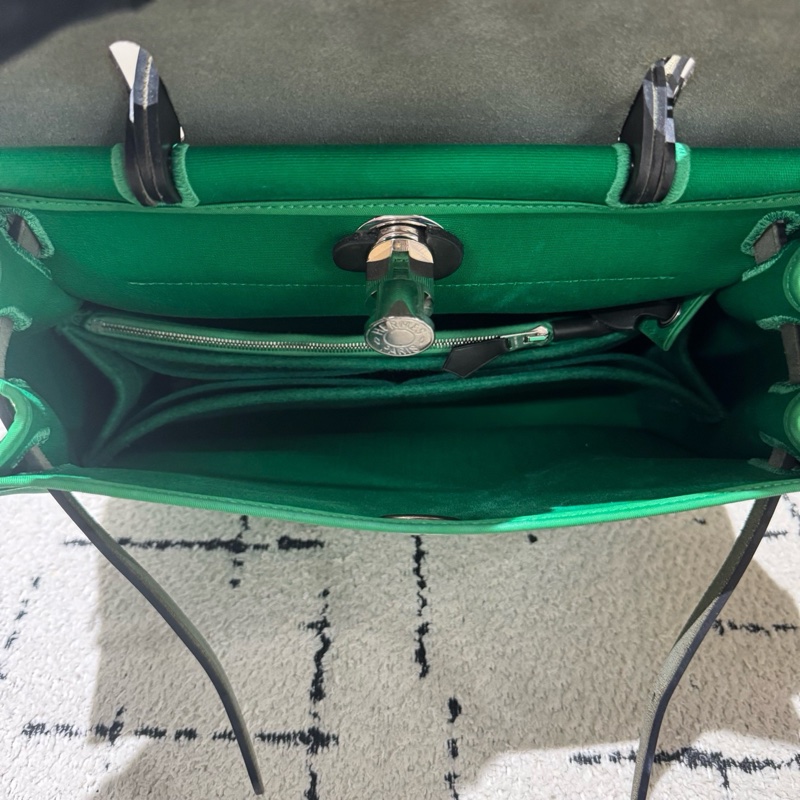 Hermes 愛馬仕herbag31 竹子綠拼黑 D刻-5