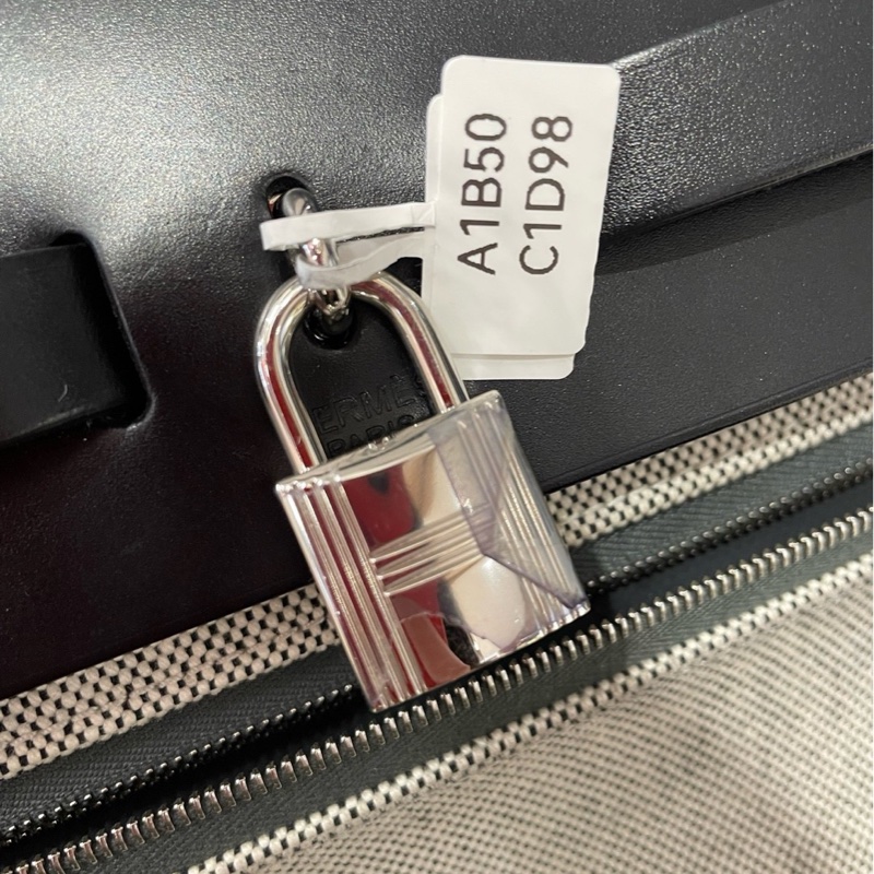 愛馬仕/Hermes Herbag31 黑拼灰防水布-2