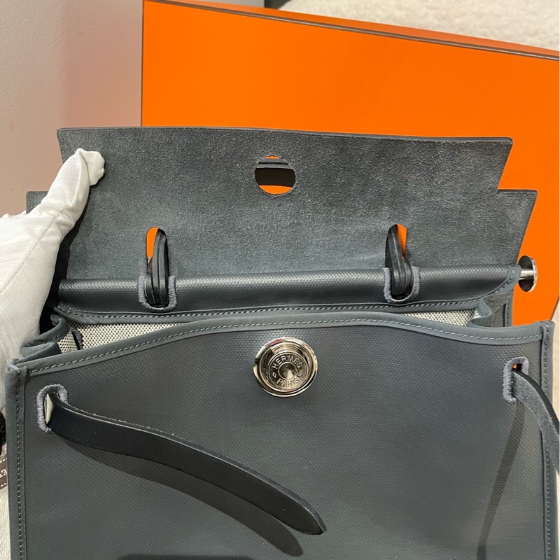 愛馬仕/Hermes Herbag31 黑拼灰防水布-6