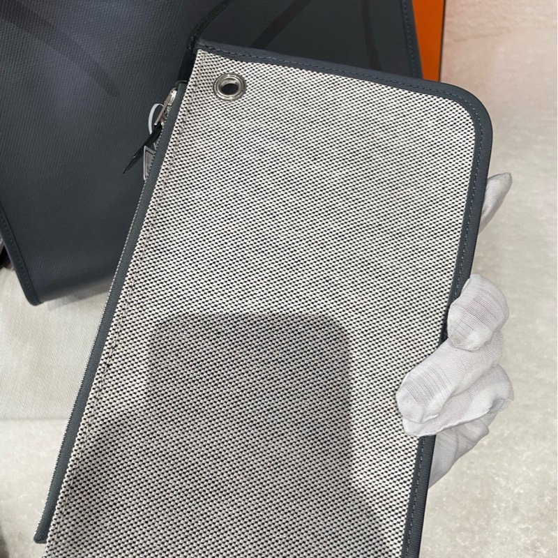 愛馬仕/Hermes Herbag31 黑拼灰防水布-8