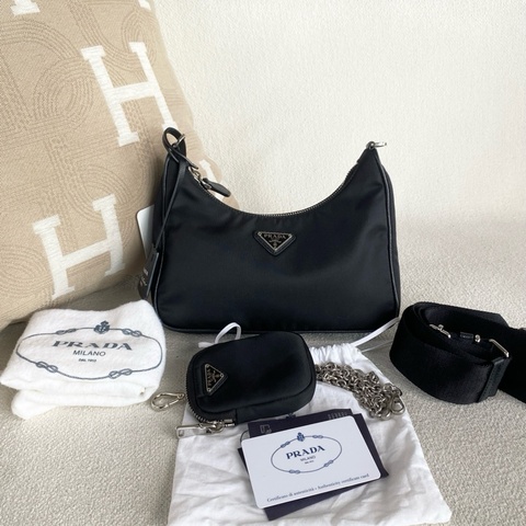 帶🌷保卡！Prada Hobo 三合一 黑色尼龍