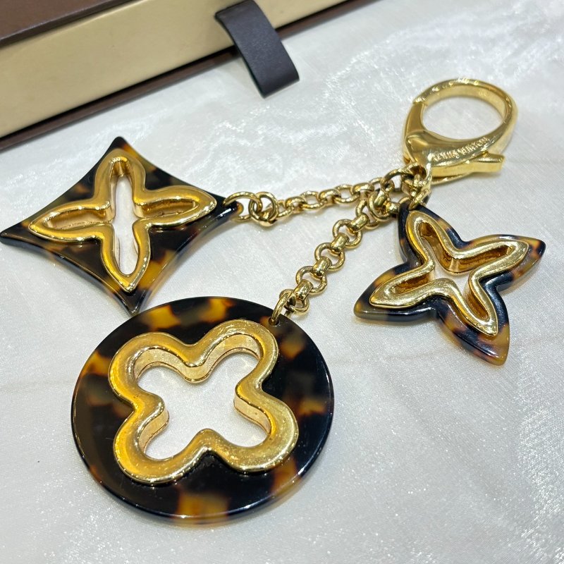 *SHIHNA名牌精品* LV 金釦玳瑁棕原花造型吊飾-1
