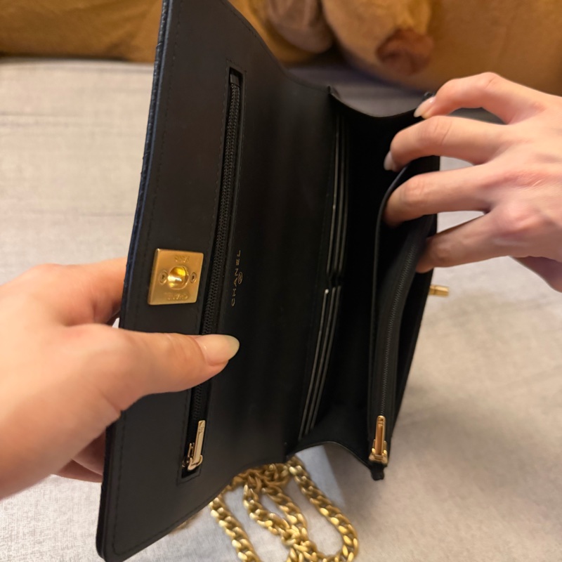 Chanel woc 荔枝牛皮愛心調節扣 金球黑色 便宜售-13