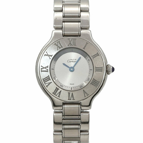 卡地亞 Must 21 Vingt-et-un W10109T2 女士腕錶 銀色石英 Must21