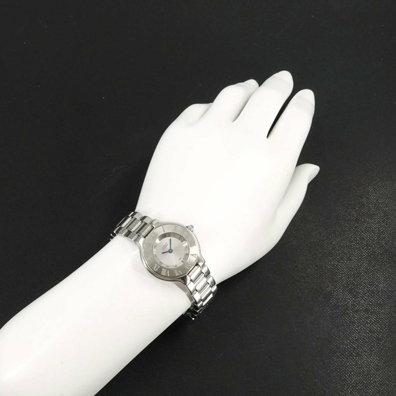 卡地亞 Must 21 Vingt-et-un W10109T2 女士腕錶 銀色石英 Must21-2