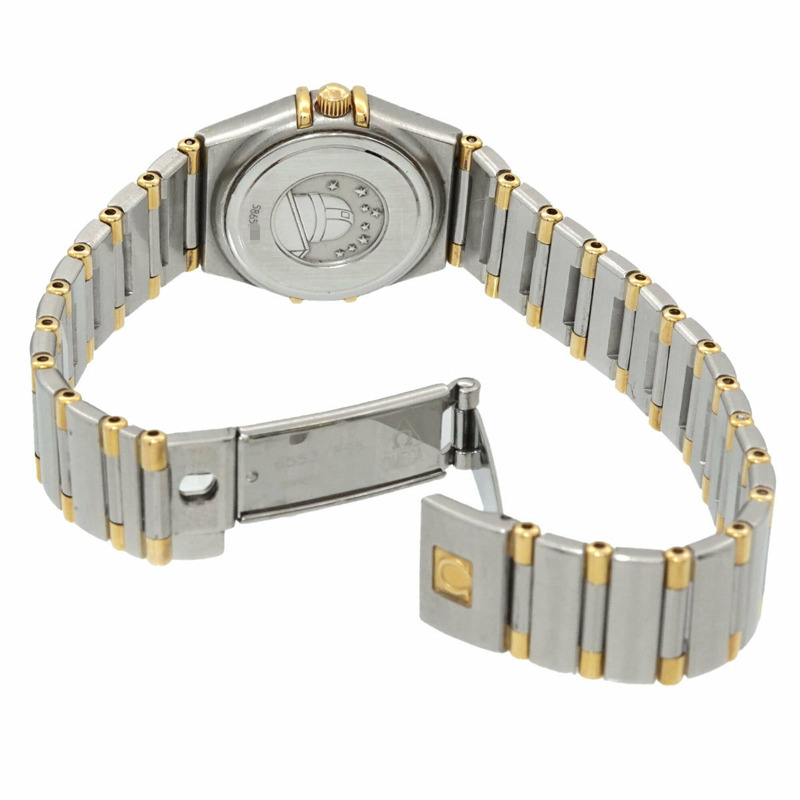 歐米茄星座系列迷你組合腕錶 1362 30 女士腕錶 銀色 YG 黃金石英錶-3