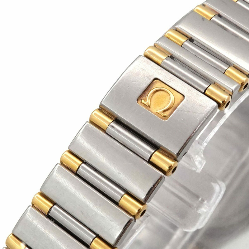 歐米茄星座系列迷你組合腕錶 1362 30 女士腕錶 銀色 YG 黃金石英錶-5