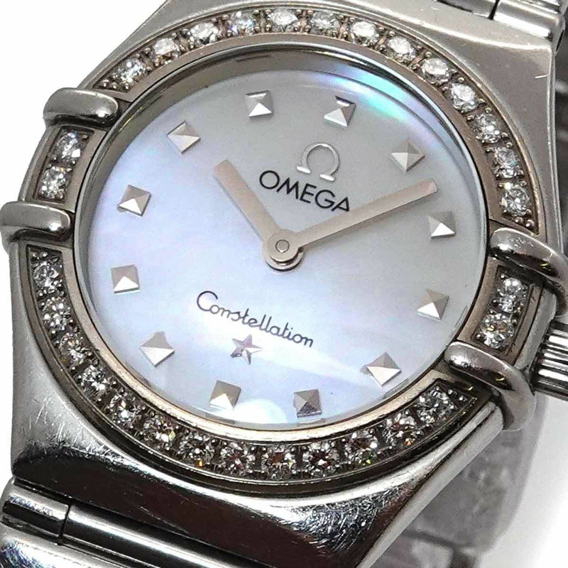 歐米茄星座系列迷你精選1465 71鑽錶圈女錶 白色錶殼 石英錶-5