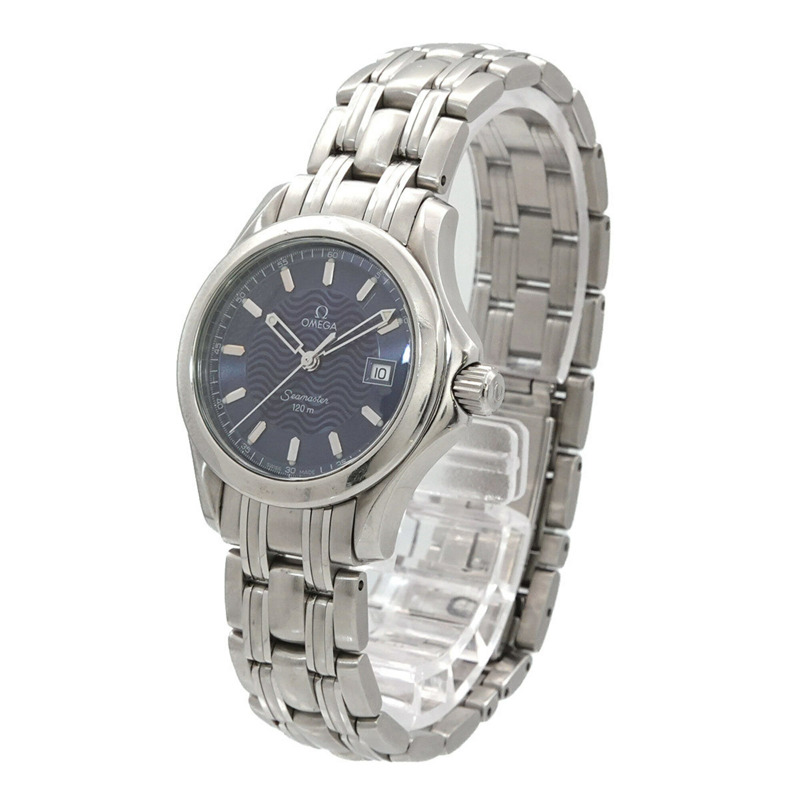 歐米茄海馬系列120公尺2571 81女錶，日期顯示，藍色錶盤，石英錶-2