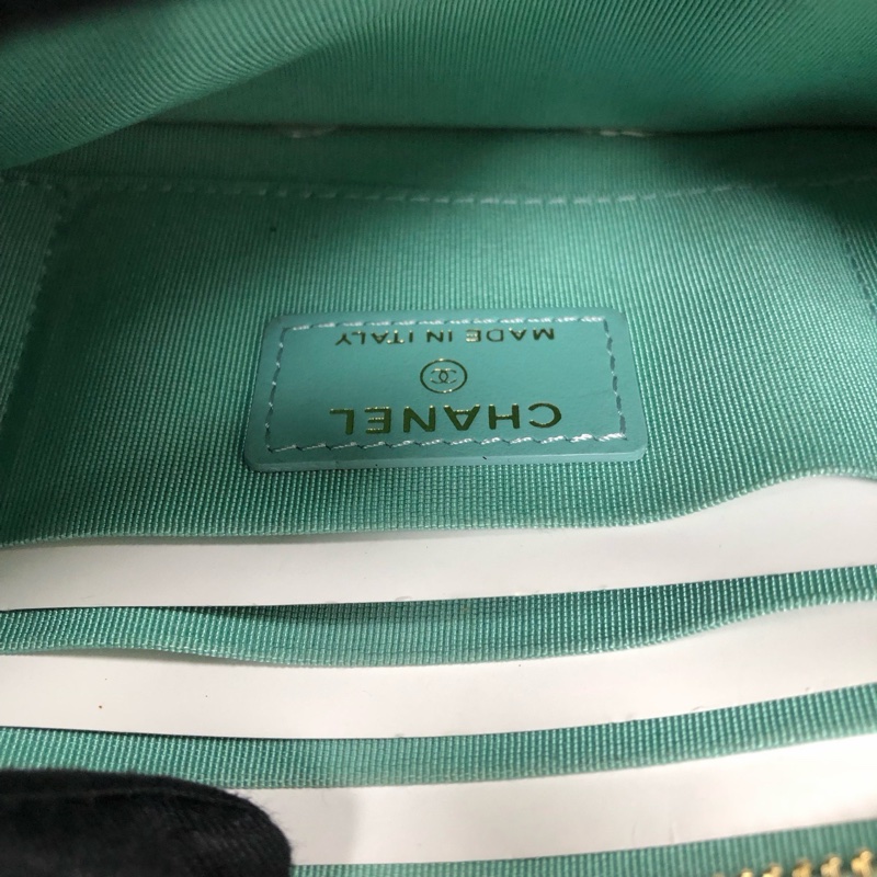 Chanel • 經典薄荷綠荔枝牛皮金釦拉鍊長款錢包 有購證✔️-2