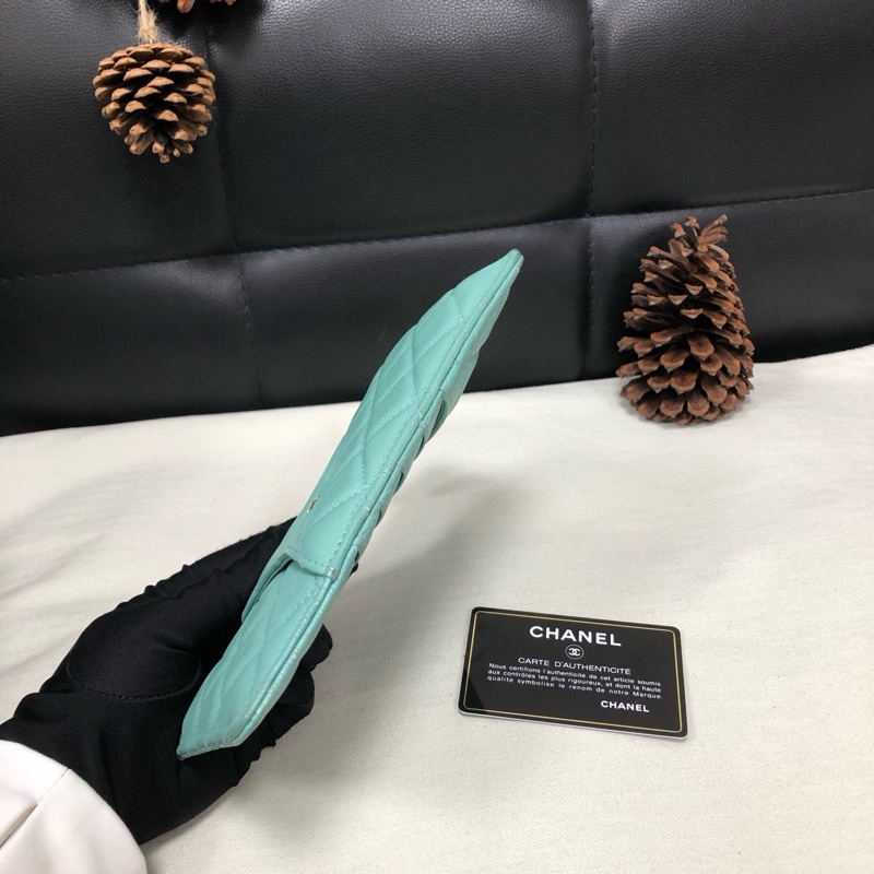 Chanel • 經典薄荷綠荔枝牛皮金釦拉鍊長款錢包 有購證✔️-4