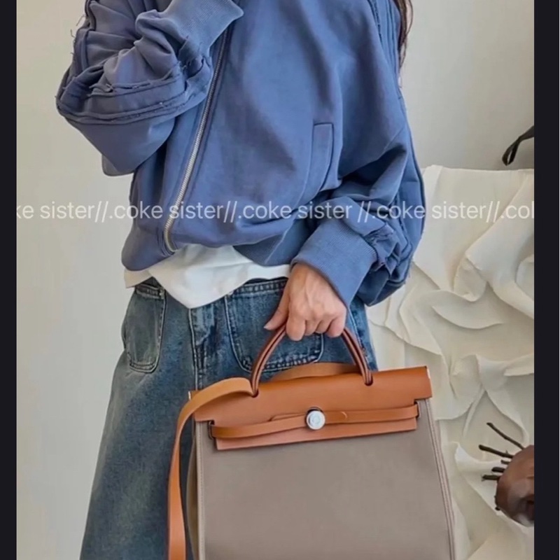 HERMES 愛馬仕 herbag zip 31 C刻烏木色 大象灰-4