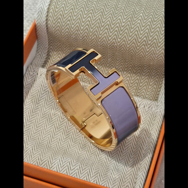 Hermes 愛馬仕 寬版 H logo 手環 紫色 藍色 漸層色 雙色-0