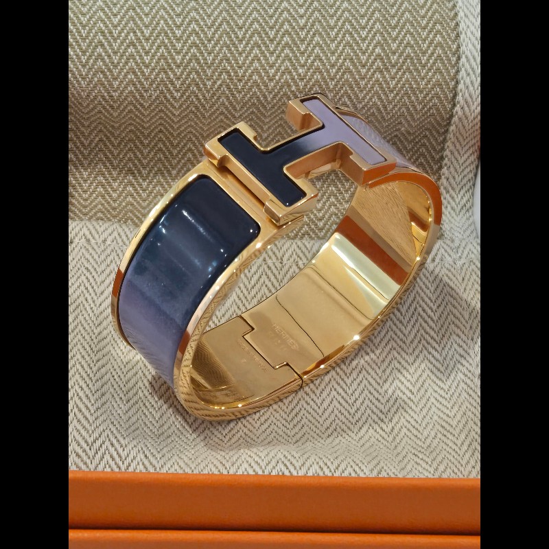 Hermes 愛馬仕 寬版 H logo 手環 紫色 藍色 漸層色 雙色-1