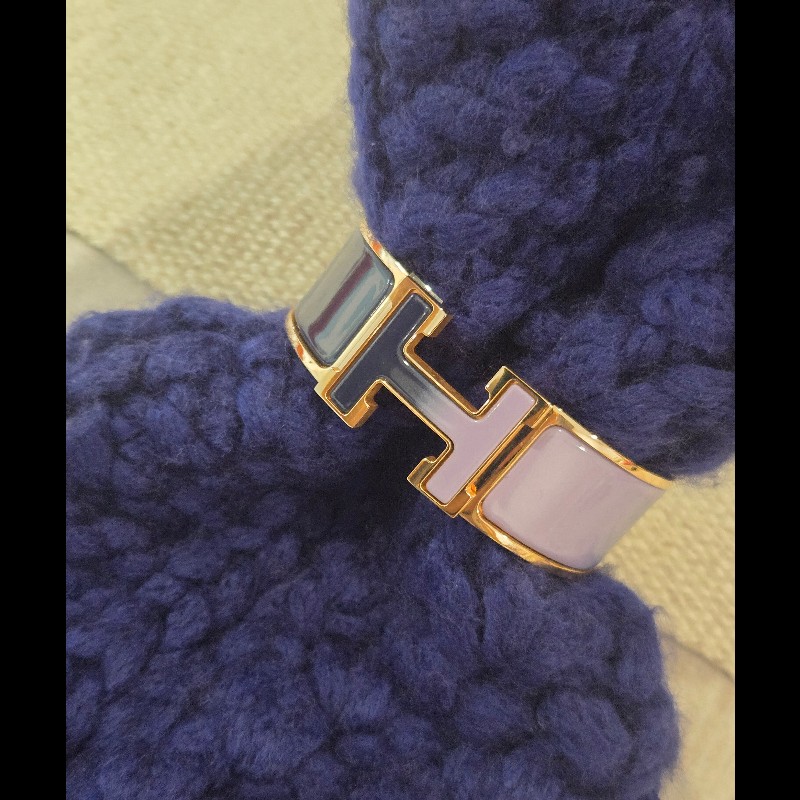 Hermes 愛馬仕 寬版 H logo 手環 紫色 藍色 漸層色 雙色-2
