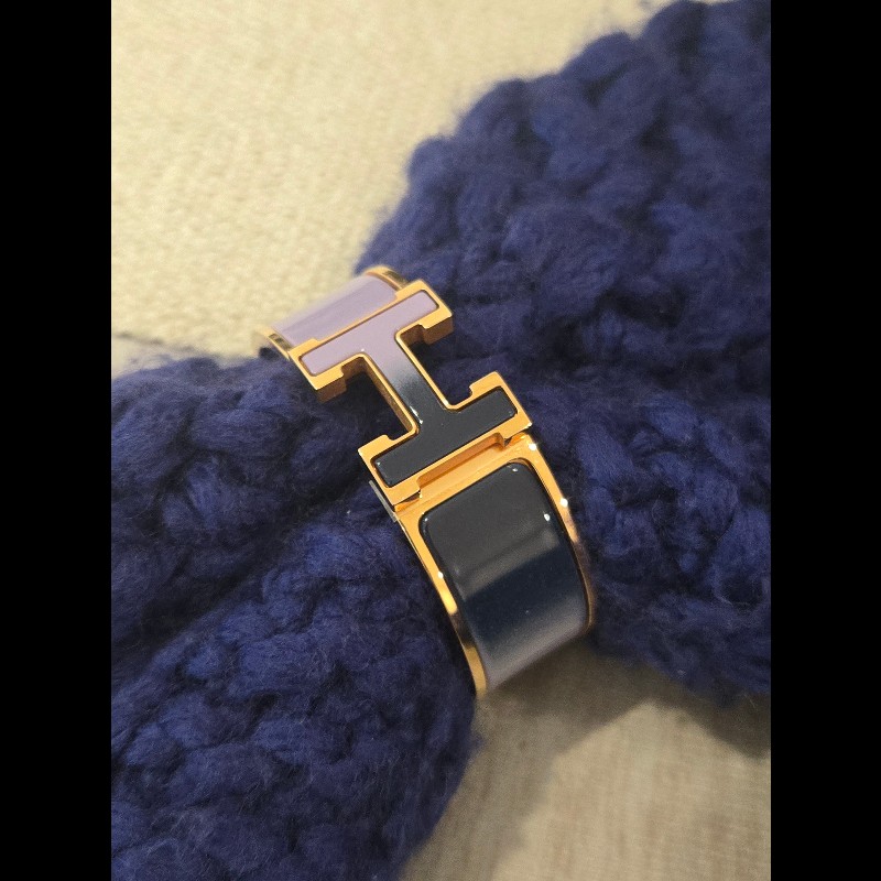 Hermes 愛馬仕 寬版 H logo 手環 紫色 藍色 漸層色 雙色-5