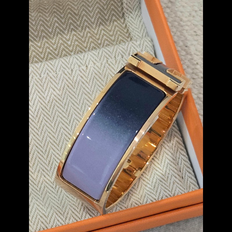 Hermes 愛馬仕 寬版 H logo 手環 紫色 藍色 漸層色 雙色-8