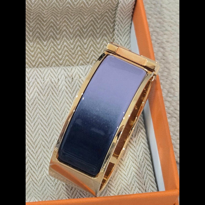 Hermes 愛馬仕 寬版 H logo 手環 紫色 藍色 漸層色 雙色-9