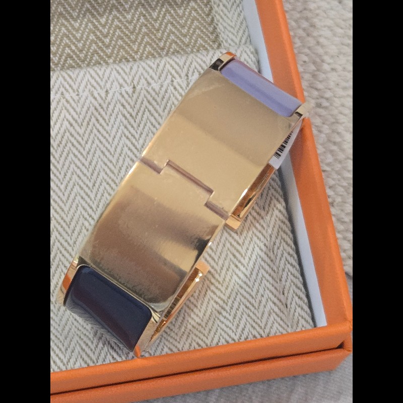 Hermes 愛馬仕 寬版 H logo 手環 紫色 藍色 漸層色 雙色-12