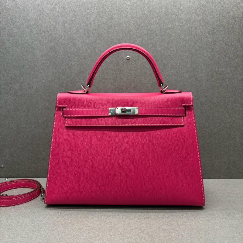 Hermes愛馬仕 Kelly32  E5 糖果粉 E皮 銀扣-0