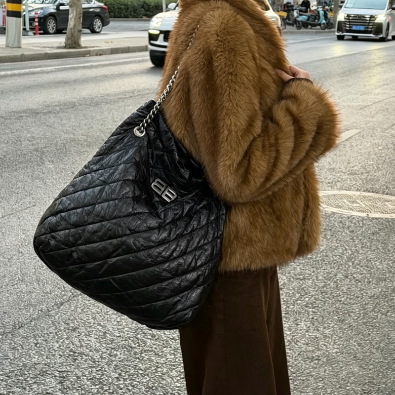 Balenciaga巴黎世家Crush黑銀垃圾袋包中號🧃-0