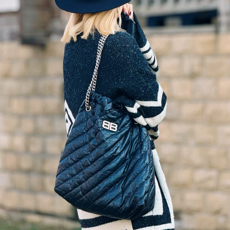 Balenciaga巴黎世家Crush黑銀垃圾袋包中號🧃-5