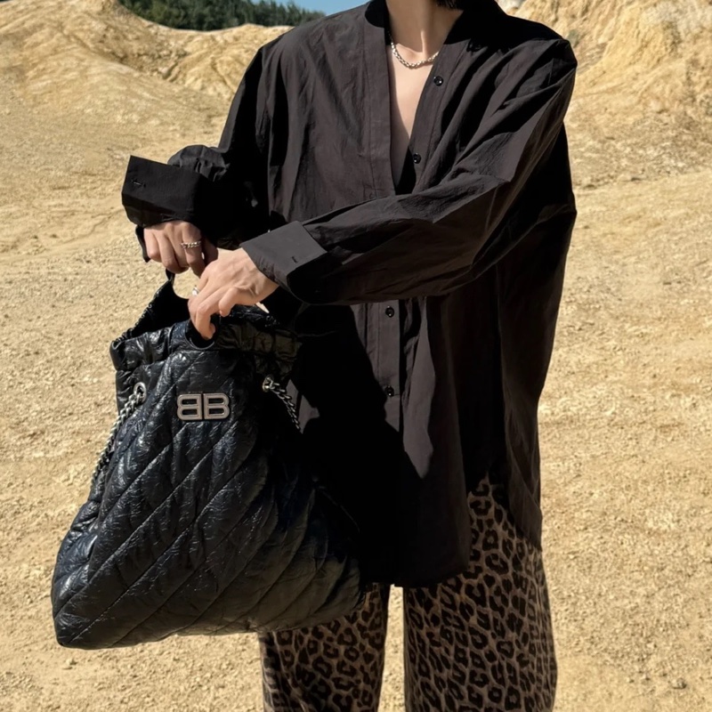 Balenciaga巴黎世家Crush黑銀垃圾袋包中號🧃-8