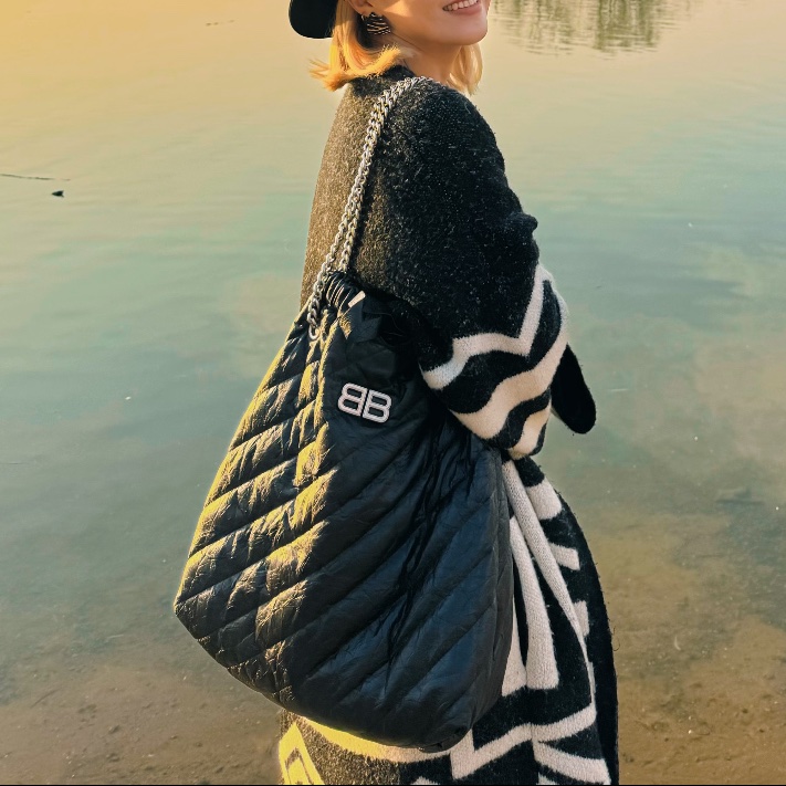 Balenciaga巴黎世家Crush黑銀垃圾袋包中號🧃-23