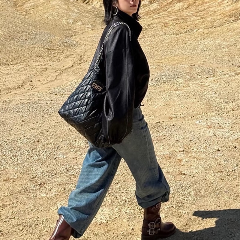 Balenciaga巴黎世家Crush黑銀垃圾袋包中號🧃-26