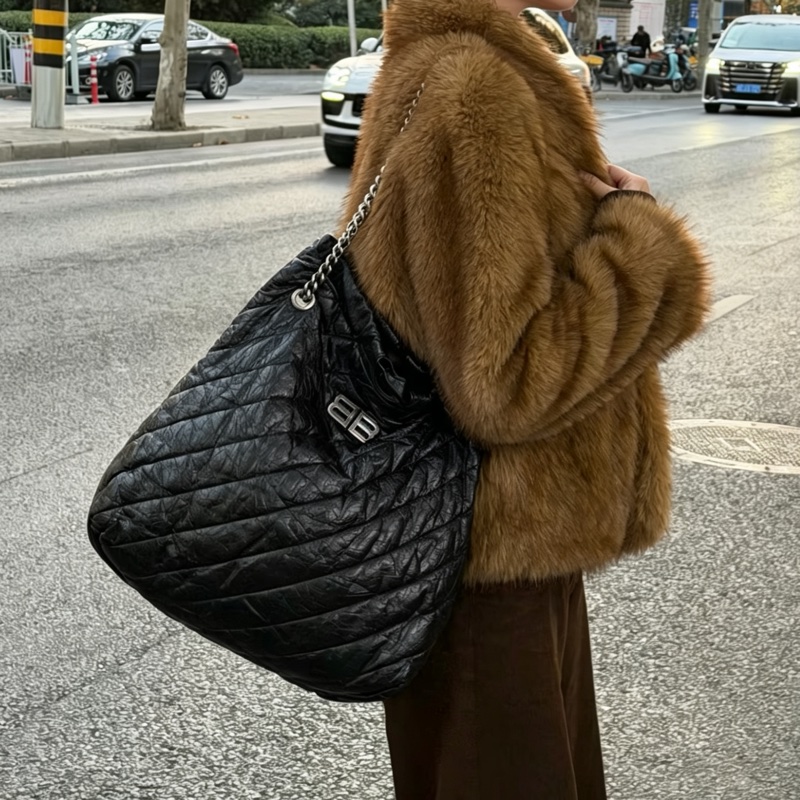 Balenciaga巴黎世家Crush黑銀垃圾袋包中號🧃-27