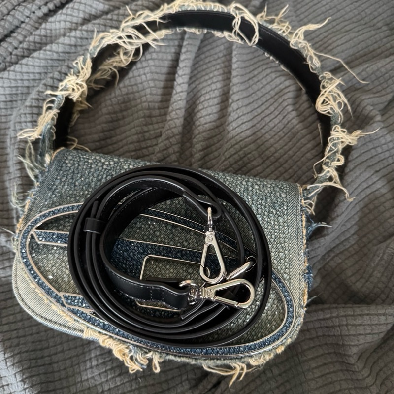 Diesel 牛仔斜背包-0