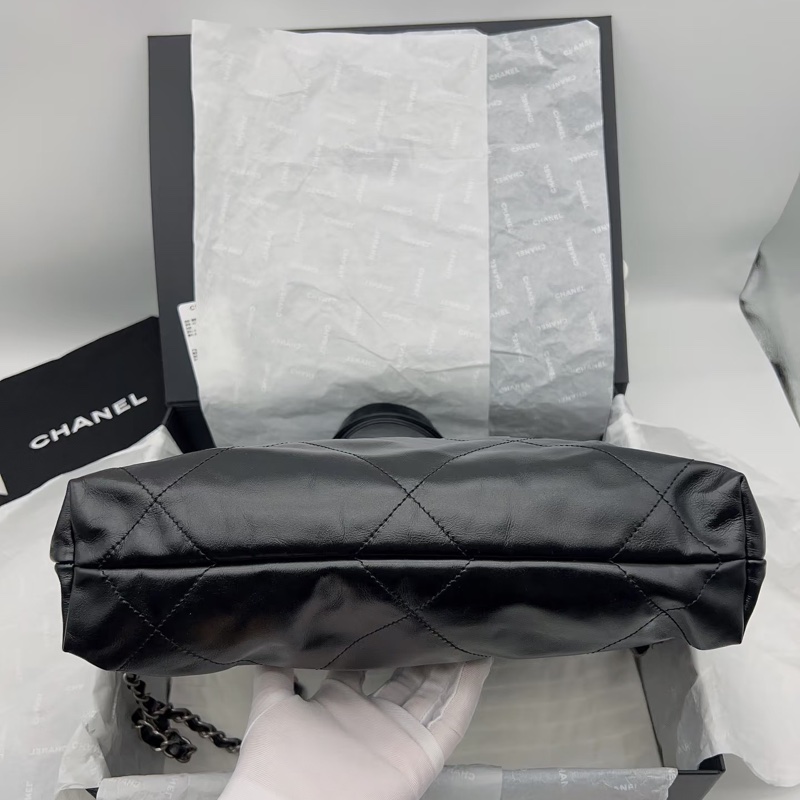 Chanel • 經典黑銀22 Bag 牛皮後背包 大號 全新全配有購證✔️-5