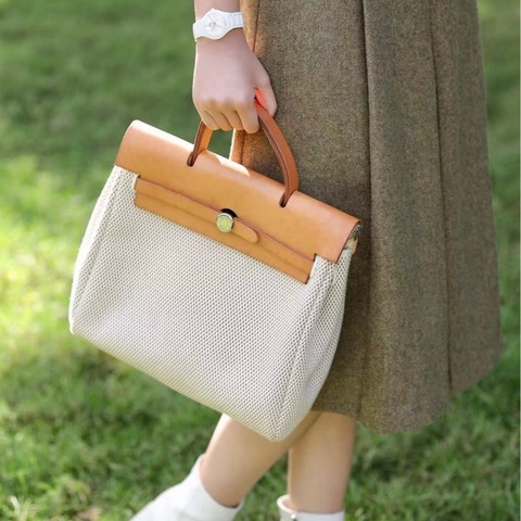 Hermes Herbag 31 棕色皮革 （附黑白兩色替換袋）