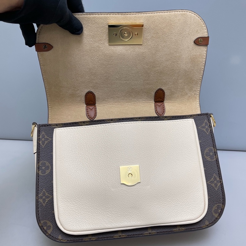 LV路易威登Vaugirard老花拼白郵差包尺寸26×20 附件肩帶 塵袋 。-9