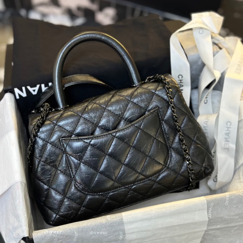 Chanel • 經典全黑油臘牛皮Coco Handle So Black 小號 全配✔️-2