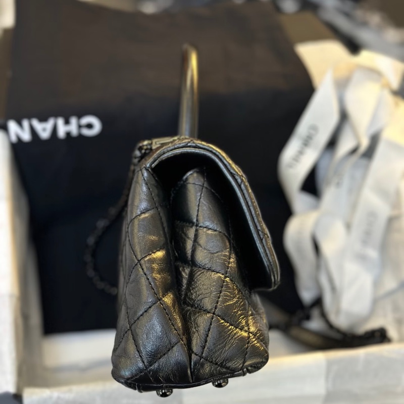 Chanel • 經典全黑油臘牛皮Coco Handle So Black 小號 全配✔️-4